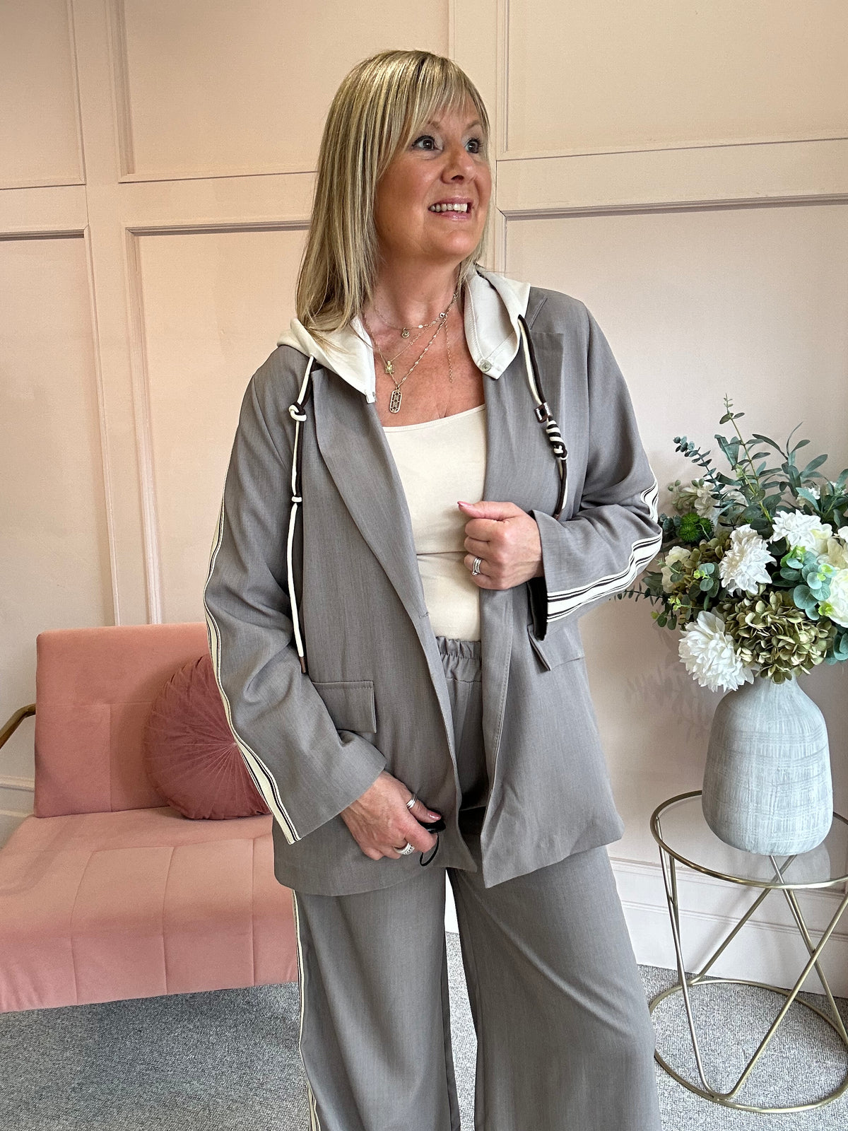 Blazer With Hood - Taupe - Wardrobe By Simone