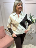 Load image into Gallery viewer, White Shirt Diamond Jumper - Cream/Brown
