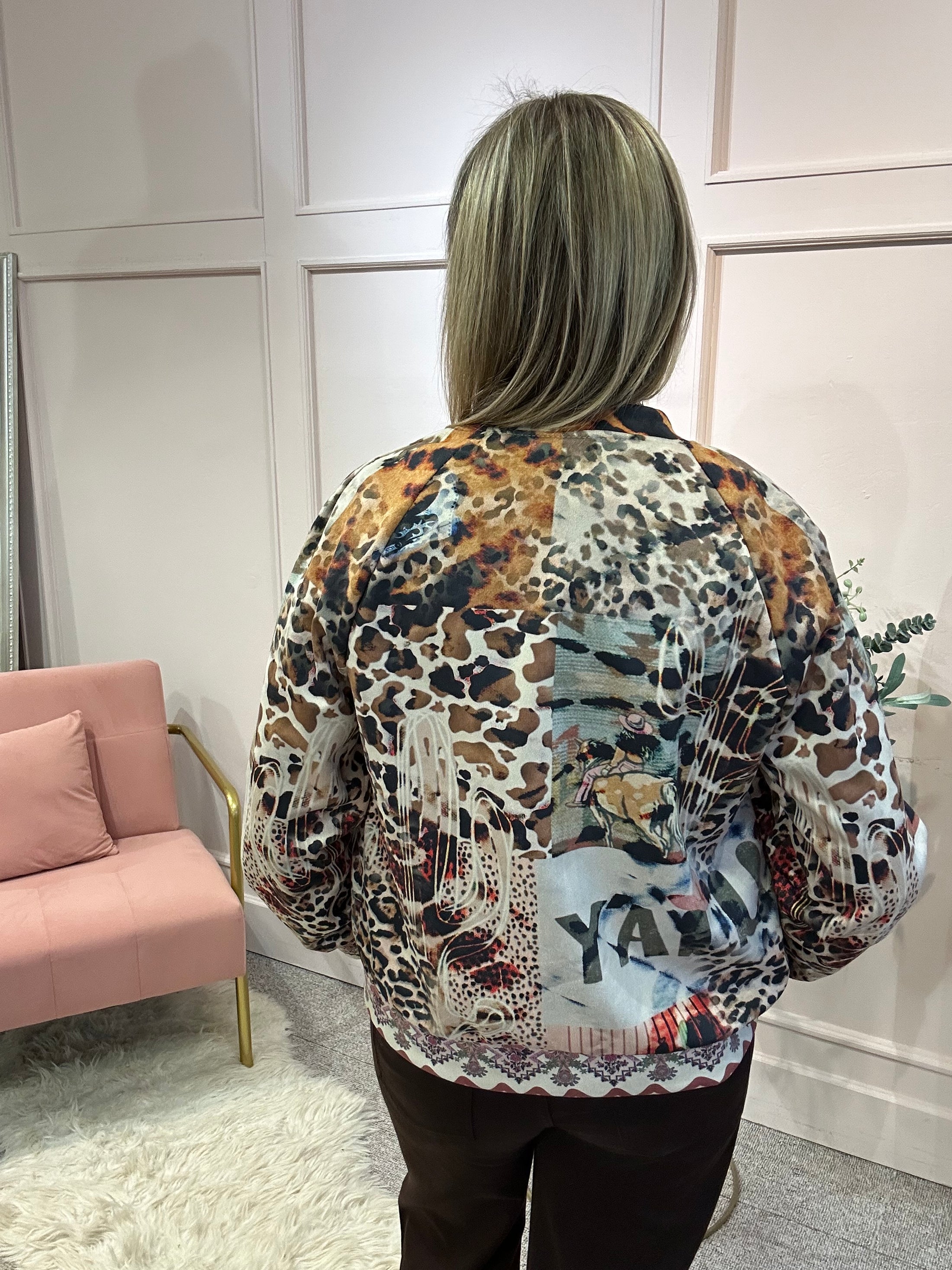 Wild Leopard Suedette Jacket - Brown/Multi