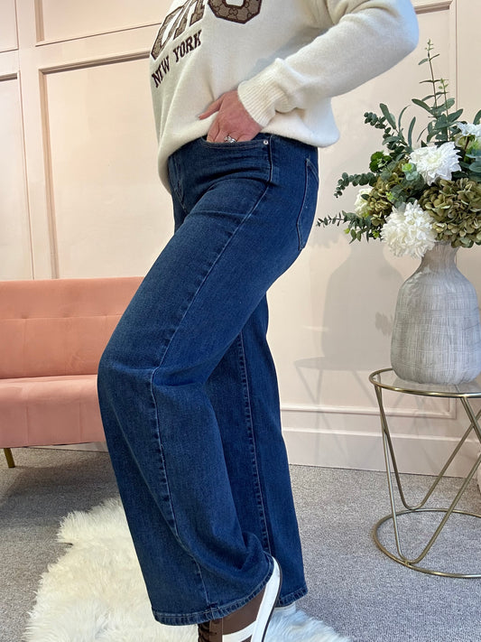 My Monday Wide Leg Jeans - Mid Denim