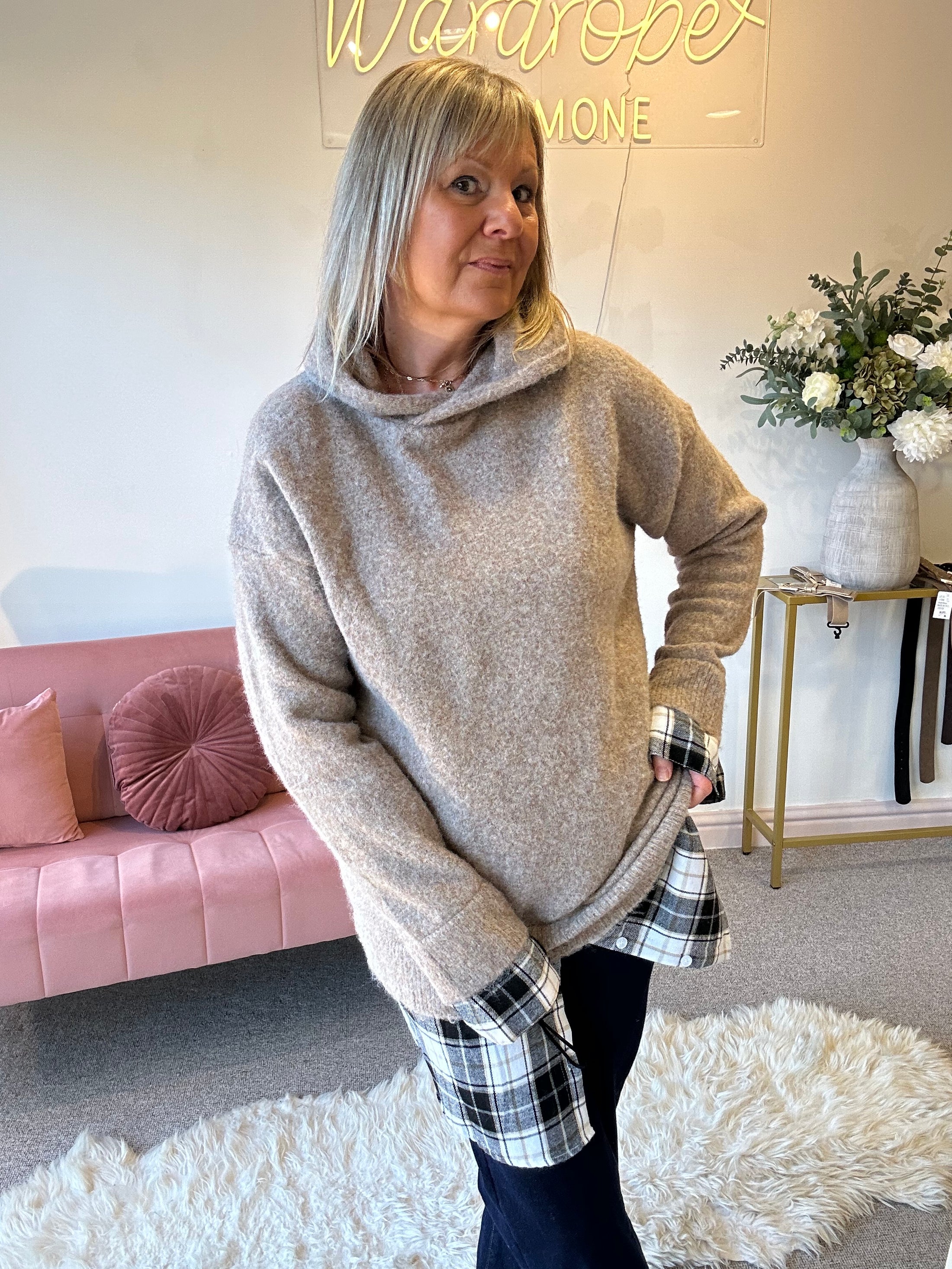 Oversized Hoody Jumper - Beige