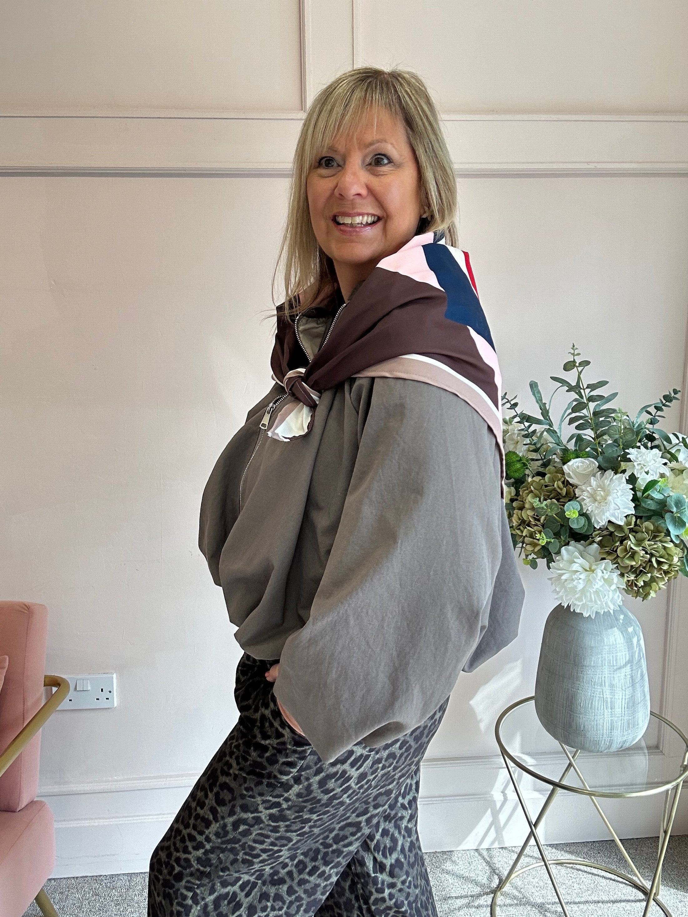 Scarf With Zip Jacket - Deep Taupe