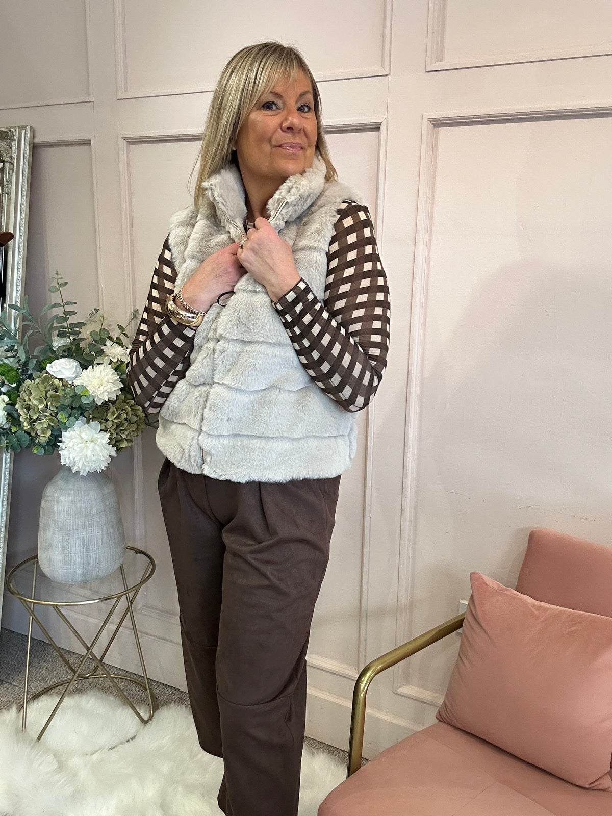 Cosy Textured Gilet  - Latte