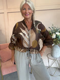 Load image into Gallery viewer, Lightweight Print Zip Jacket - DarkBrown/Green - Wardrobe By Simone
