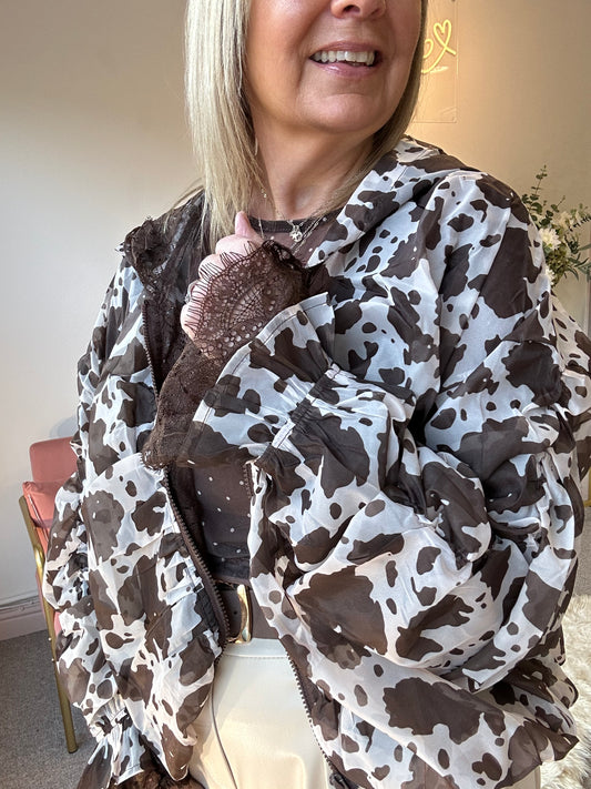 Cowprint Jacket - Brown/Cream - Wardrobe By Simone
