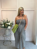 Load image into Gallery viewer, Elasticated Bodice Gingham Jumpsuit - Brown/White One Size
