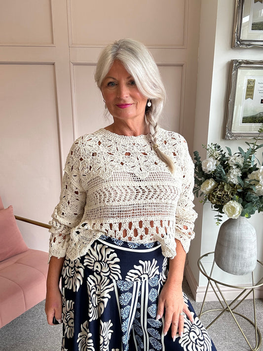 Crochet Jumper - Beige - Wardrobe By Simone