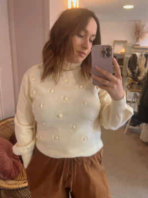 Crystal Embellished Jumper - Cream