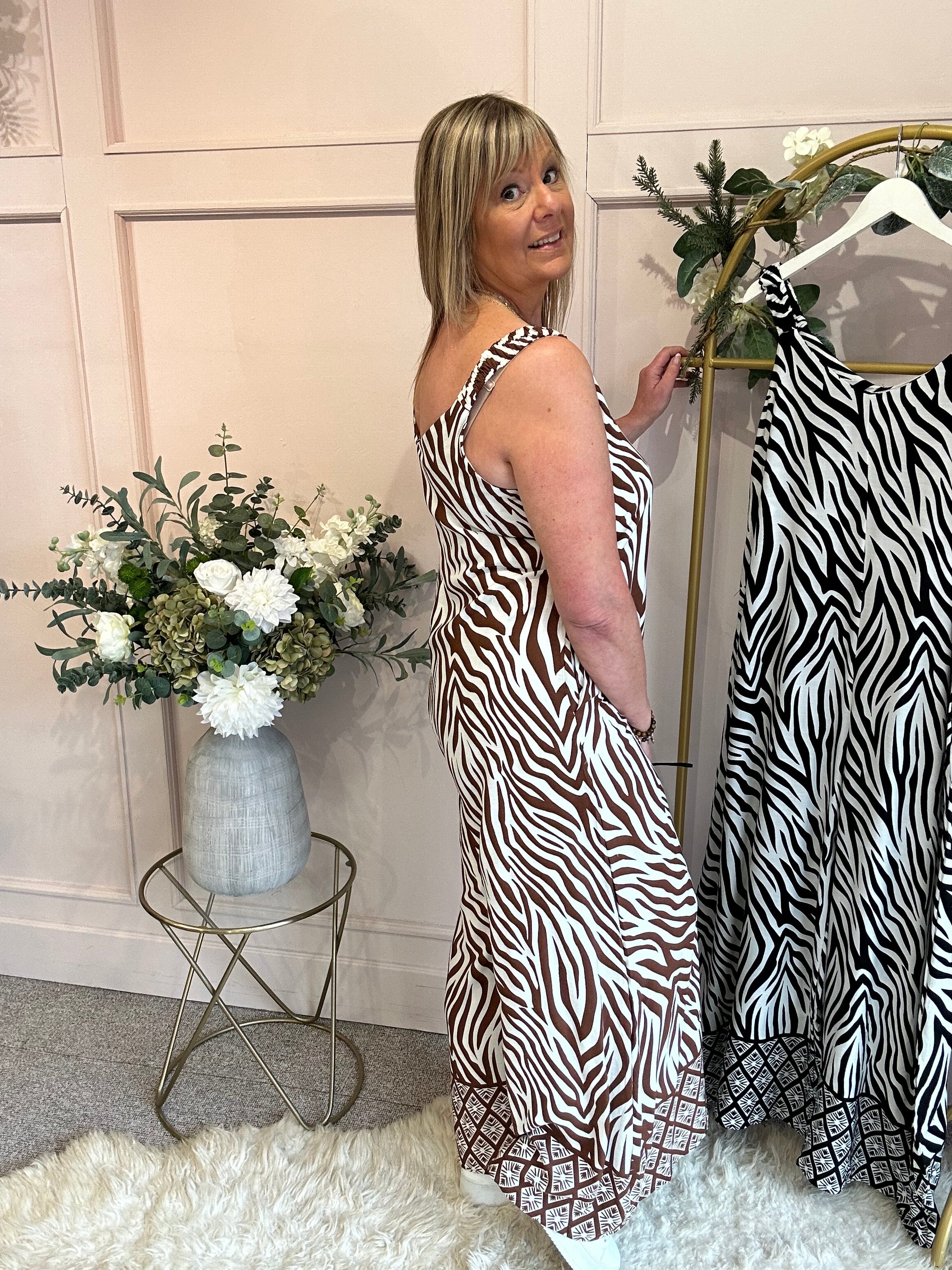 Zebra Jumpsuit - Brown/Cream - Wardrobe By Simone