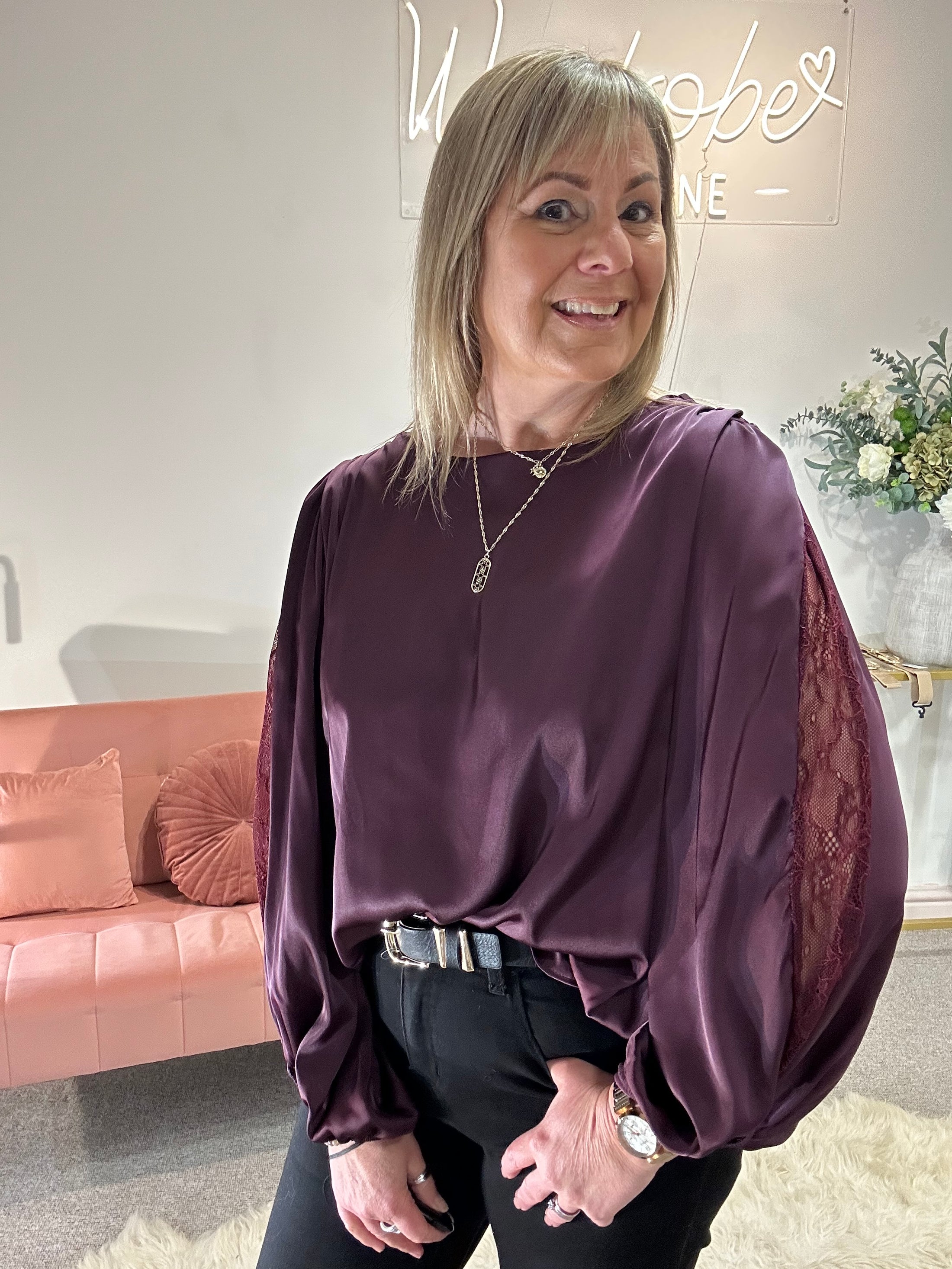 Satin Blouse - Plum
