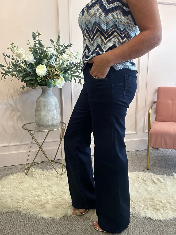 Wide Leg Jegging Style Jeans- Dark Denim