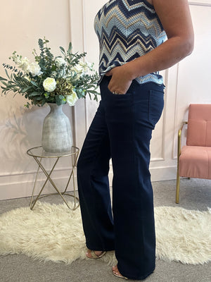 Wide Leg Jegging Style Jeans- Dark Denim