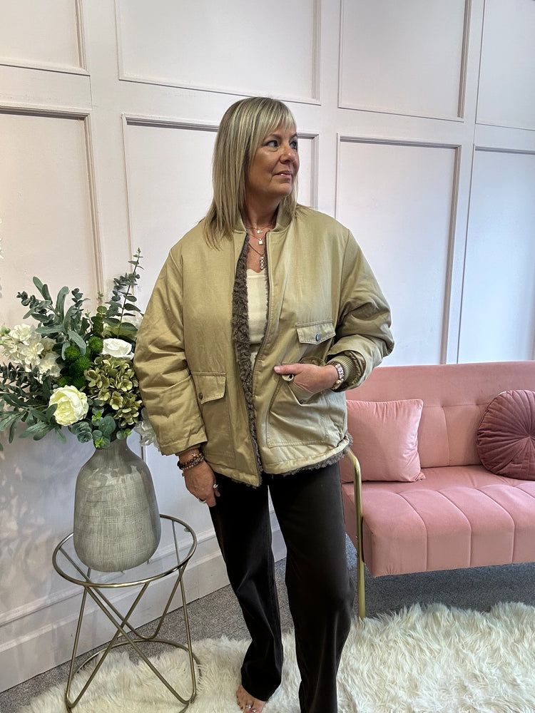 Cosy Teddy Reversible Jacket - Mocha