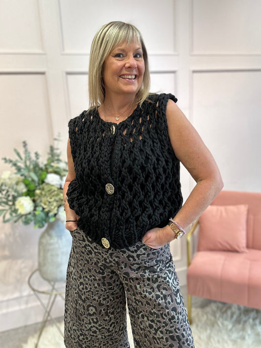 Chunky Knit Waistcoat - Black - Wardrobe By Simone