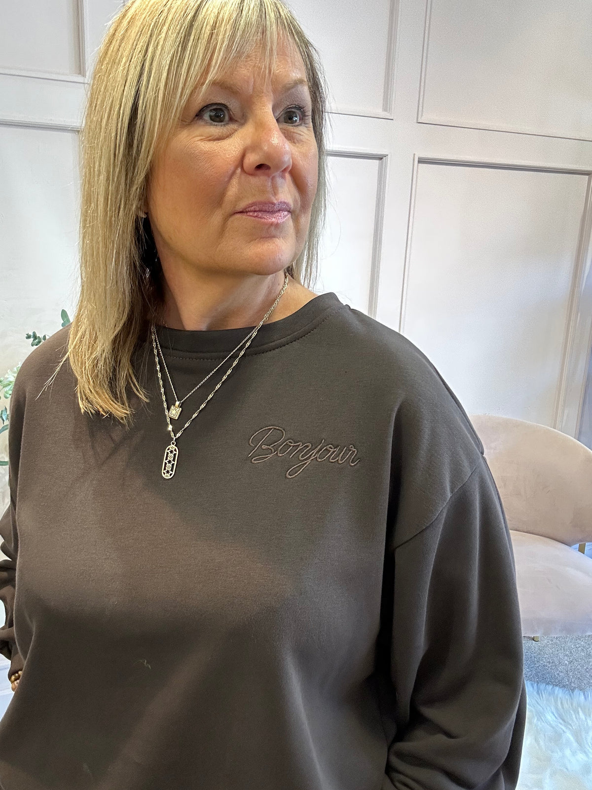 Bonjour Sweatshirt  - Brown