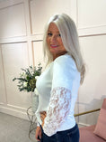 Load image into Gallery viewer, Fine Knit Jumper Lace Sleeve - White
