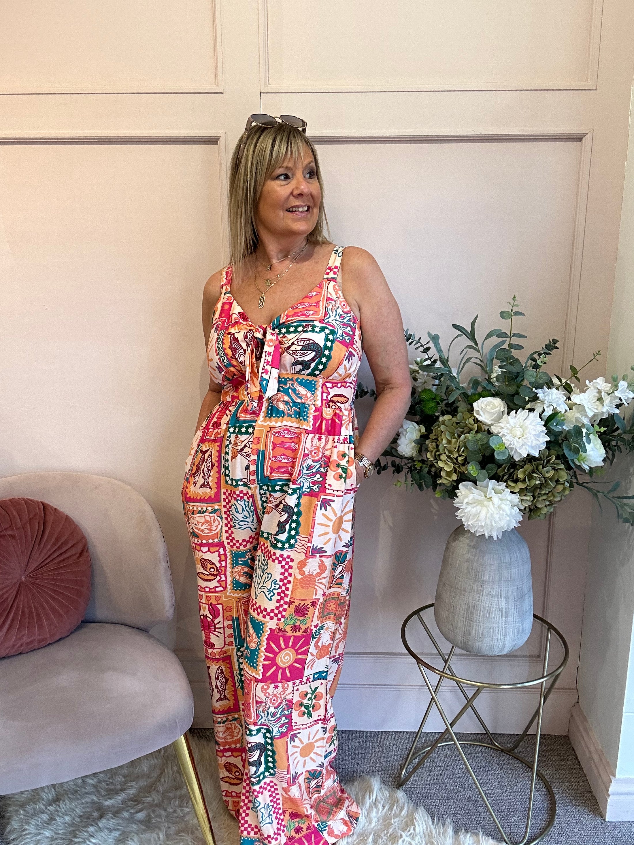 Escape To The Sun Jumpsuit - Coral/Mix - Wardrobe By Simone