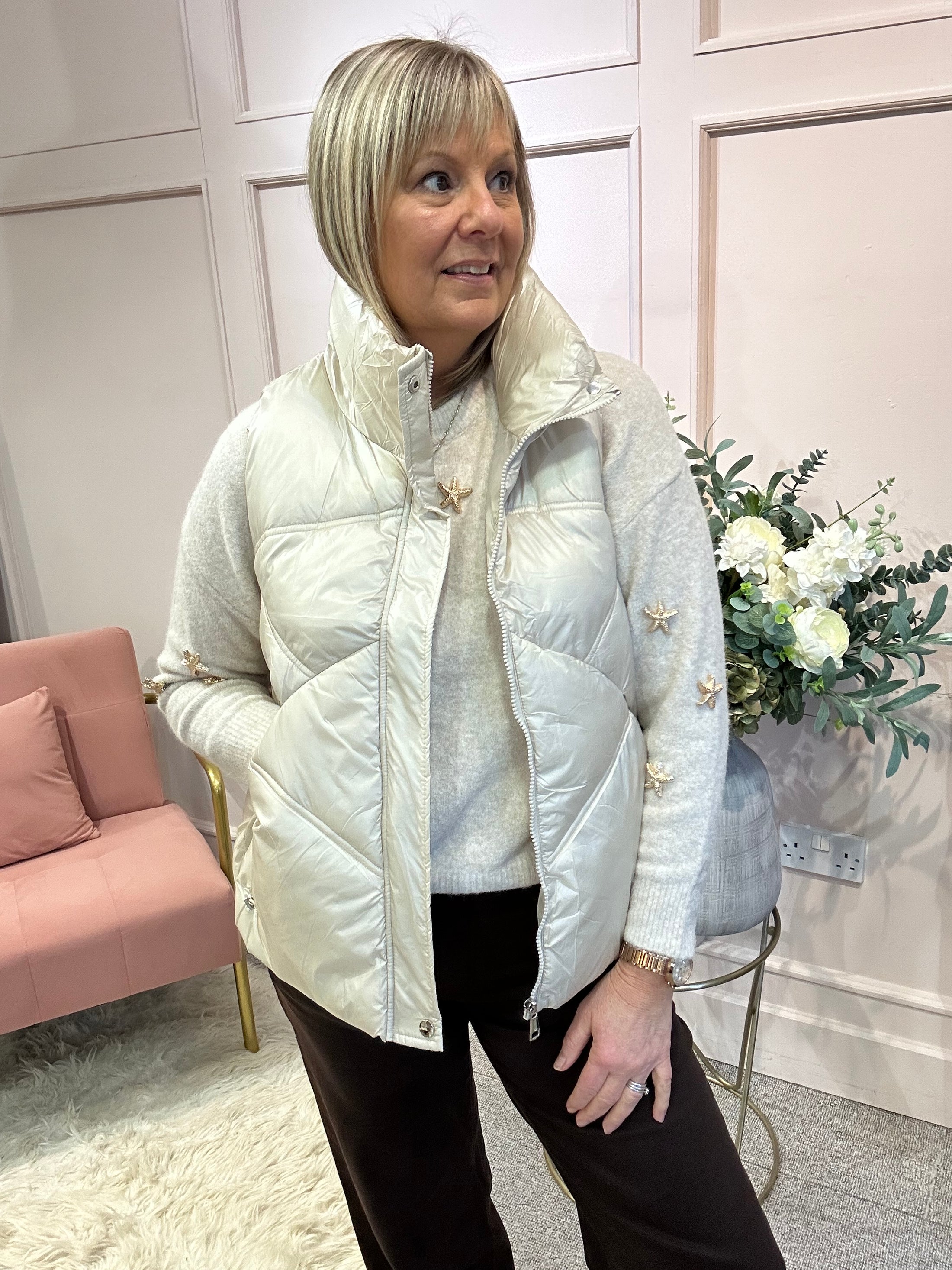 Padded Gilet Jacket - Creamy Champagne