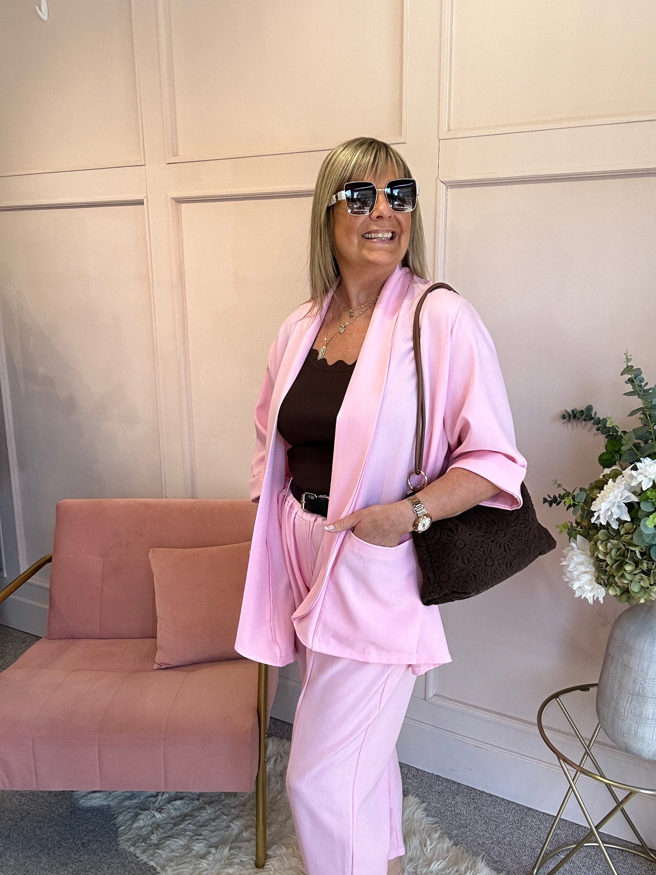Blazer Oversized And Pant - Sugar Pink - Wardrobe By Simone