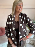 Load image into Gallery viewer, Spot & Ruched Sleeve Blazer - Brown/Cream
