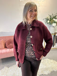Load image into Gallery viewer, Gold Button Cardi Jacket -  Burgundy
