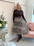 Load image into Gallery viewer, Jersey Top & Pleated Skirt Dress - Brown/Cream
