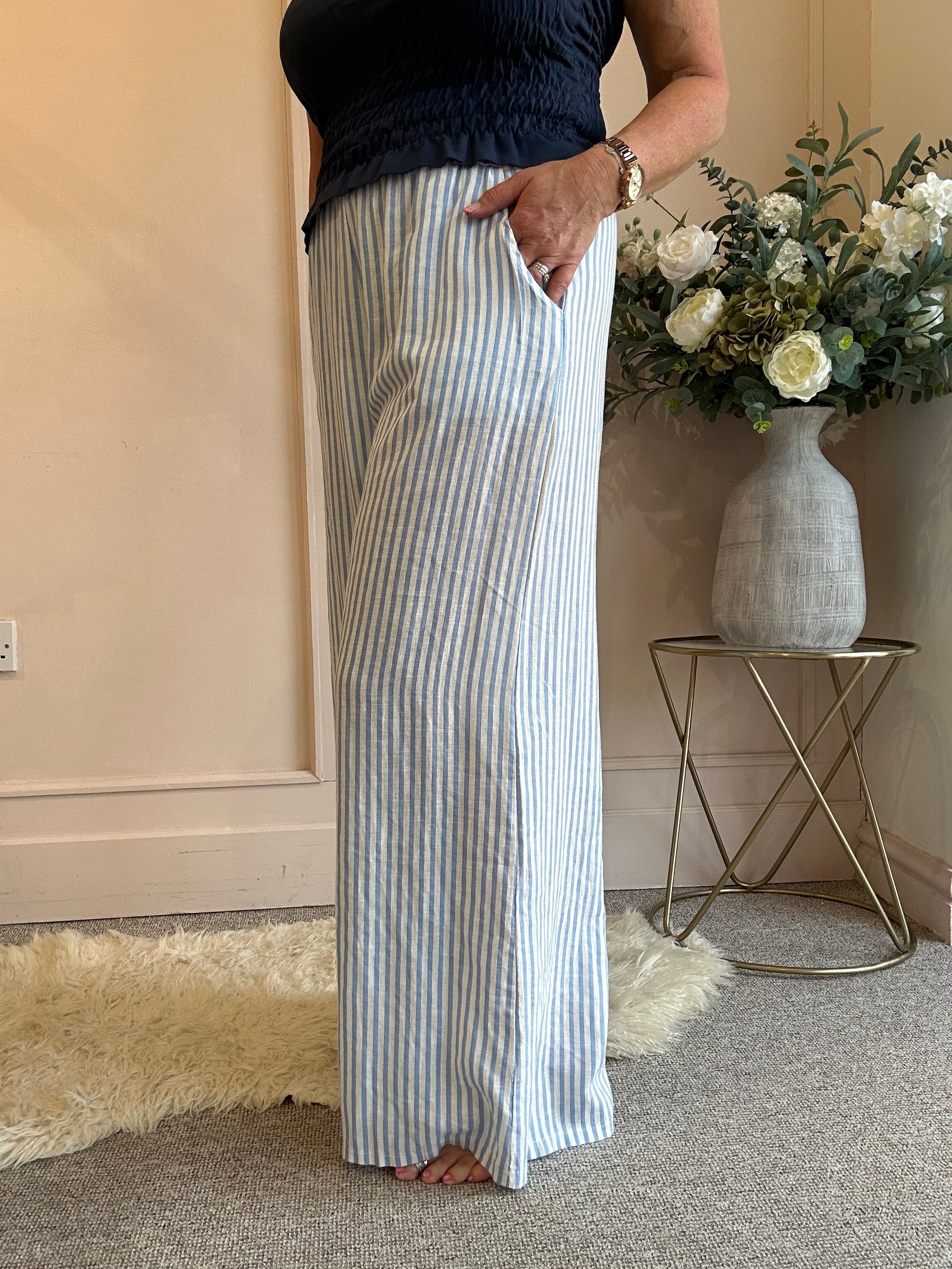 Dare To Stand Out Striped Pant - Blue/White