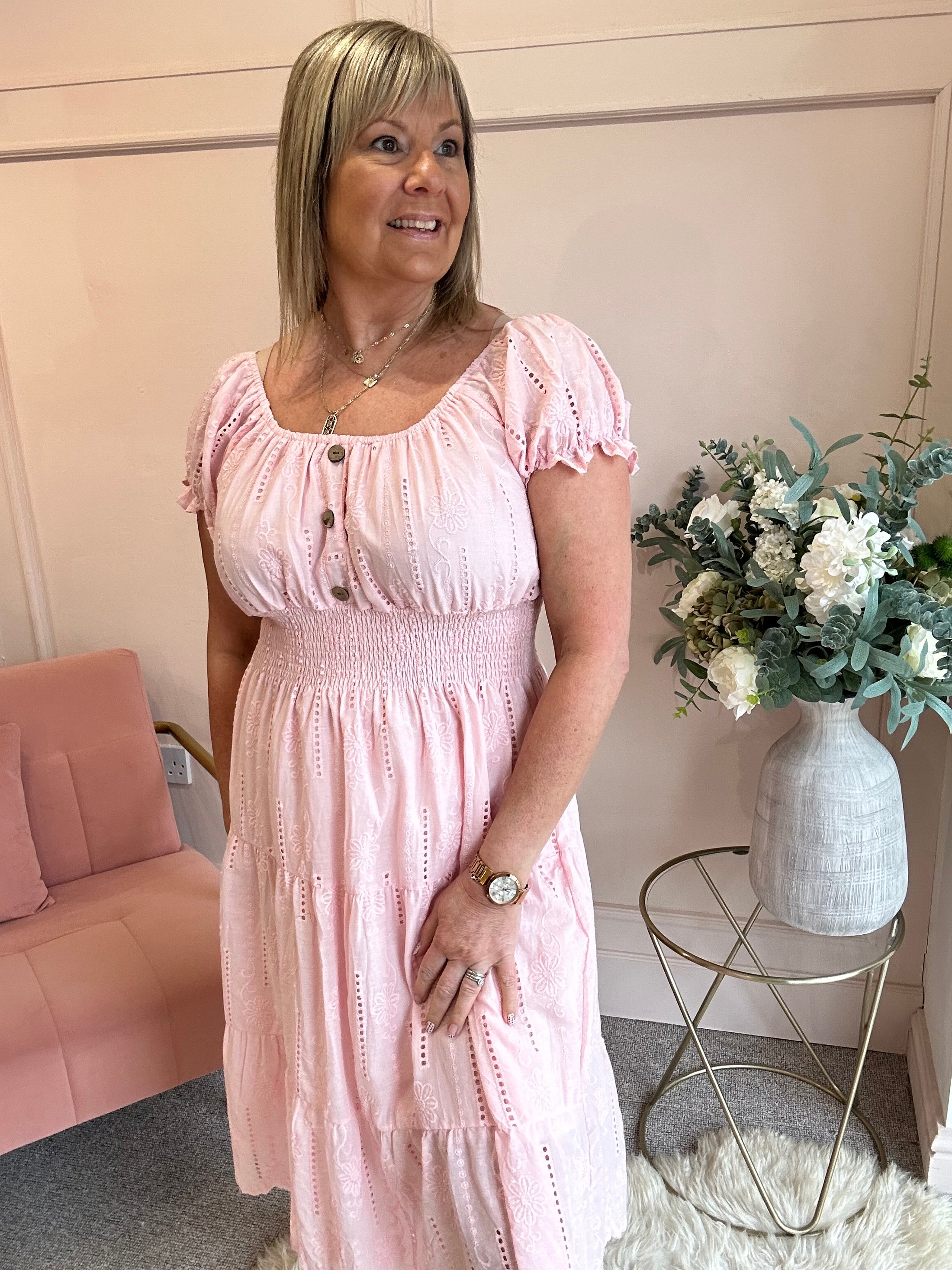Vibes Of Summer Midi Dress - Soft Pink - Wardrobe By Simone