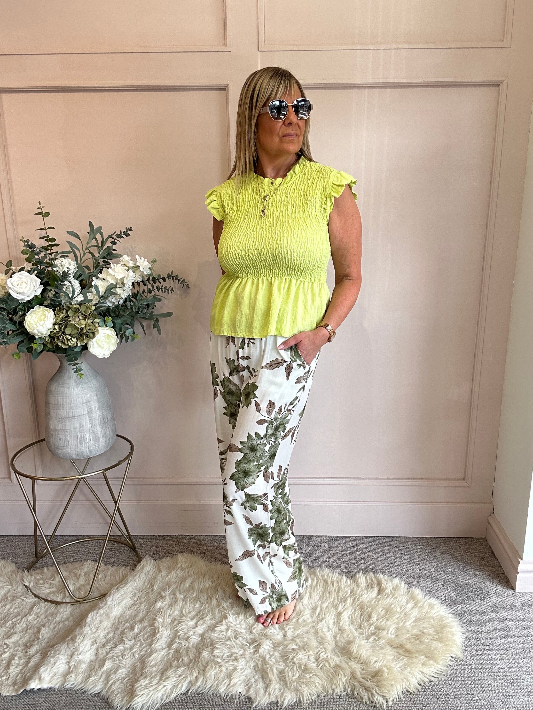 Cute Peplum Top  - Lime Green - Wardrobe By Simone