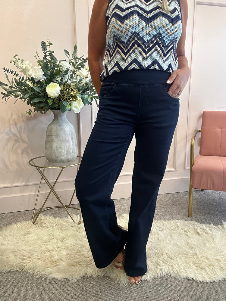 Wide Leg Jegging Style Jeans- Dark Denim
