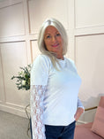 Load image into Gallery viewer, Fine Knit Jumper Lace Sleeve - White
