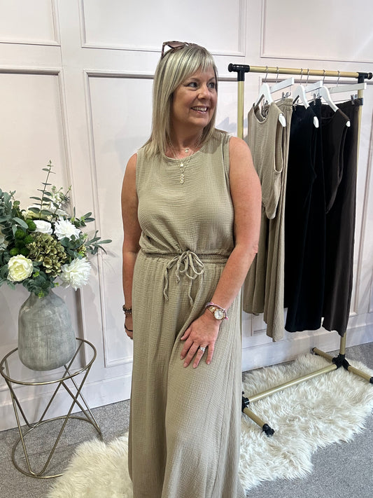 Quirky Top With Skirt Set - Caramel