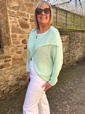 Crossover Layered Longer Jumper - Mint