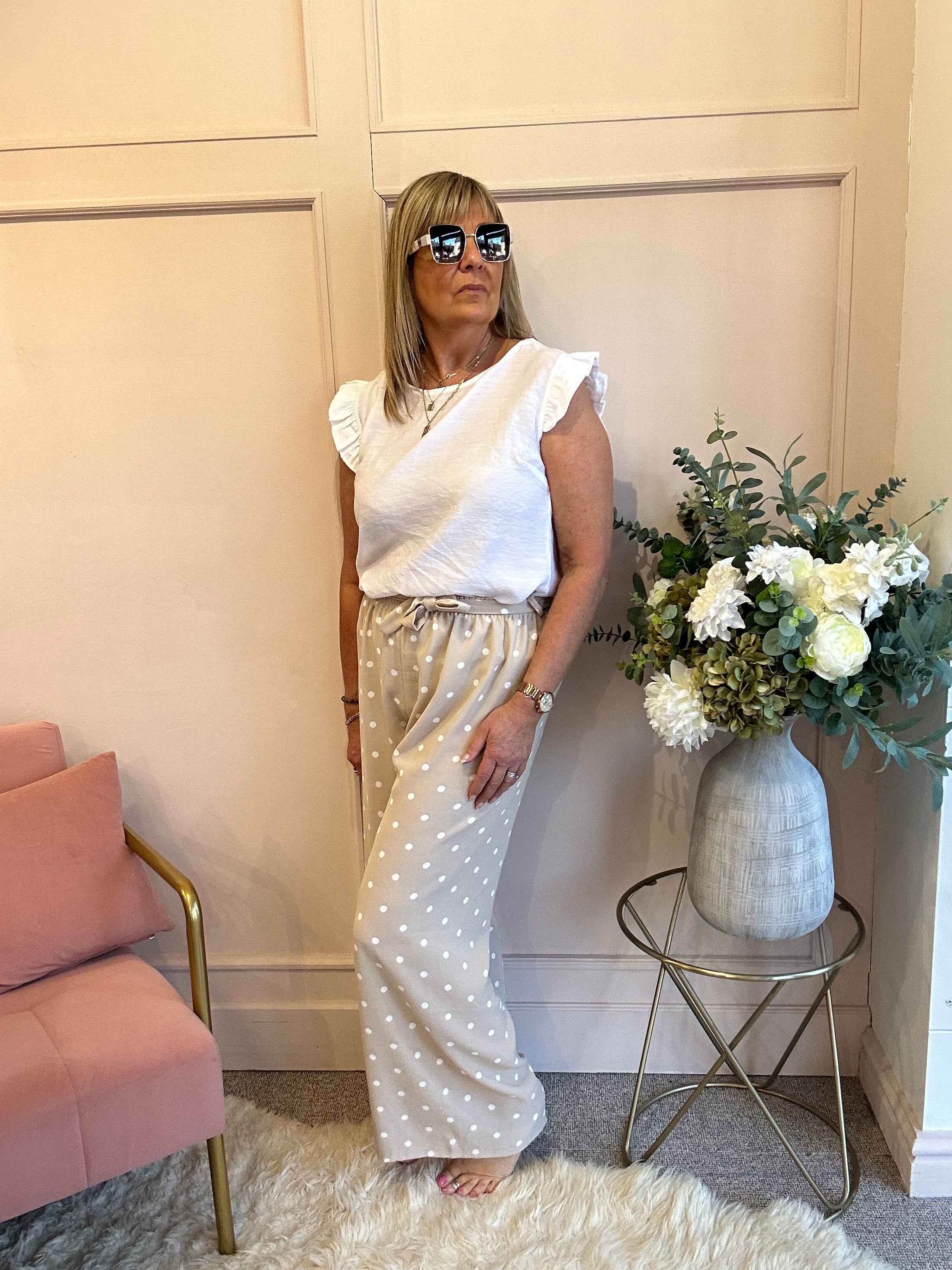 Frill Cap Sleeved Top  - White - Wardrobe By Simone