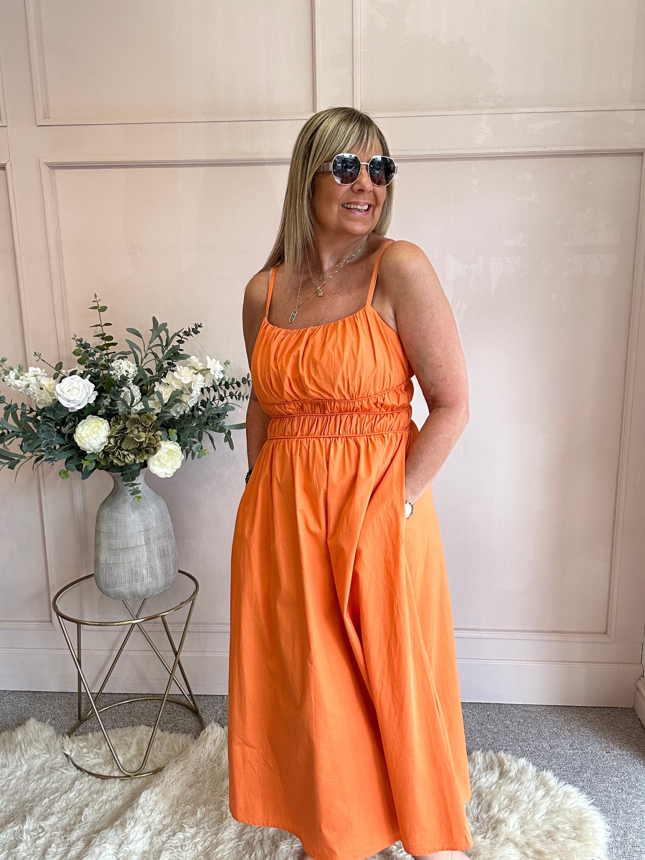 Midi Dress - Orange - Wardrobe By Simone