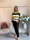 Load image into Gallery viewer, Cosy Striped Mix Jumper - Khaki/Brown/Cream
