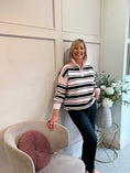 Load image into Gallery viewer, Striped Zip Jumper - Pink/Cream/Brown
