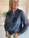 Load image into Gallery viewer, Embossed Floral Zip Jacket - Navy
