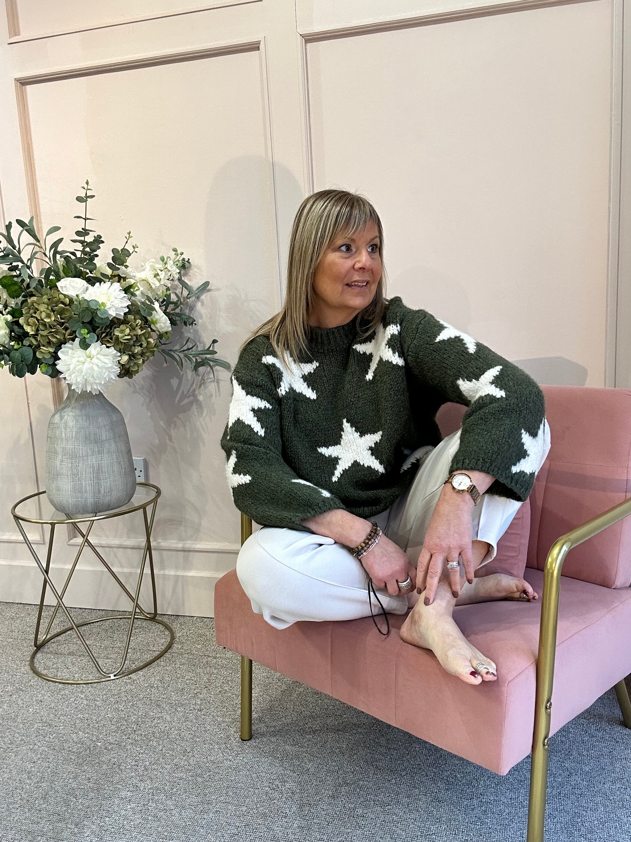 Star Jumper - Khaki/Cream