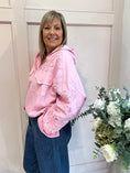 Load image into Gallery viewer, Denim Hooded Jacket - Sugar Pink - Wardrobe By Simone
