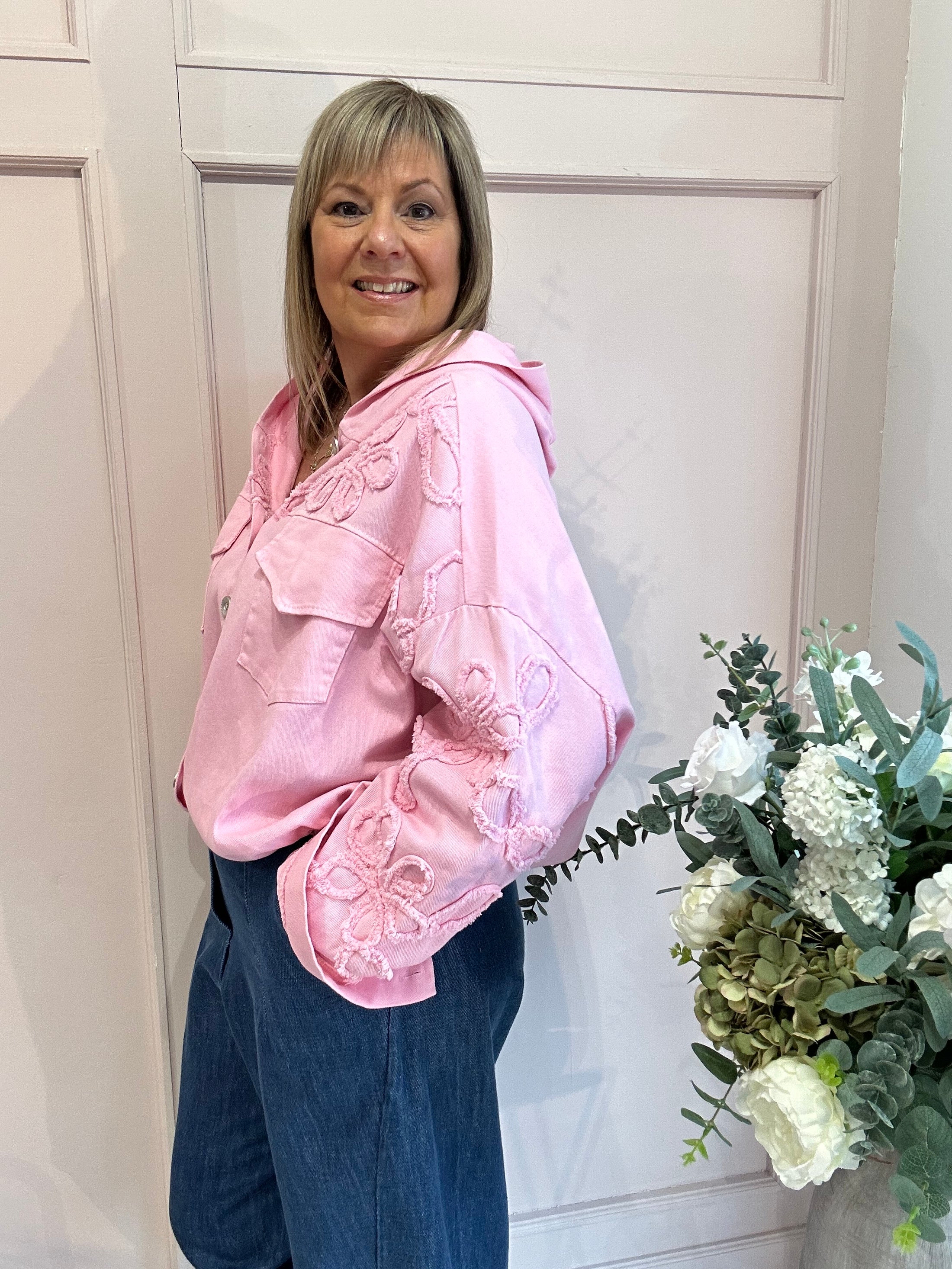 Denim Hooded Jacket - Sugar Pink - Wardrobe By Simone