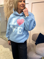 'Love' Sweatshirt Hoody - Blue - Wardrobe By Simone