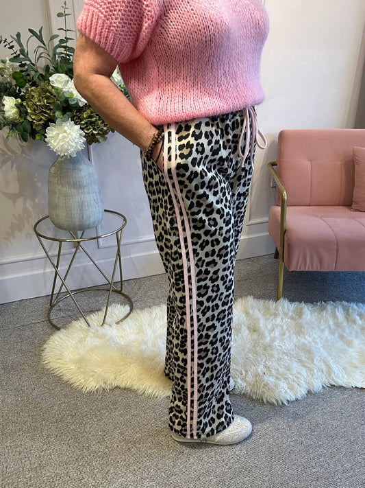 Pink Side Stripe Lounge Pant - Leopard - Wardrobe By Simone