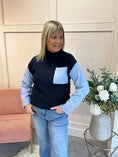 Load image into Gallery viewer, Turtle Neck Jumper -Navy/Power Blue
