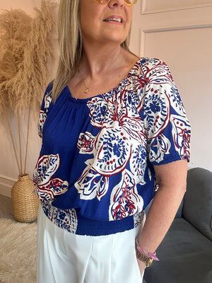 Bardo Top - Electric Blue/Cream