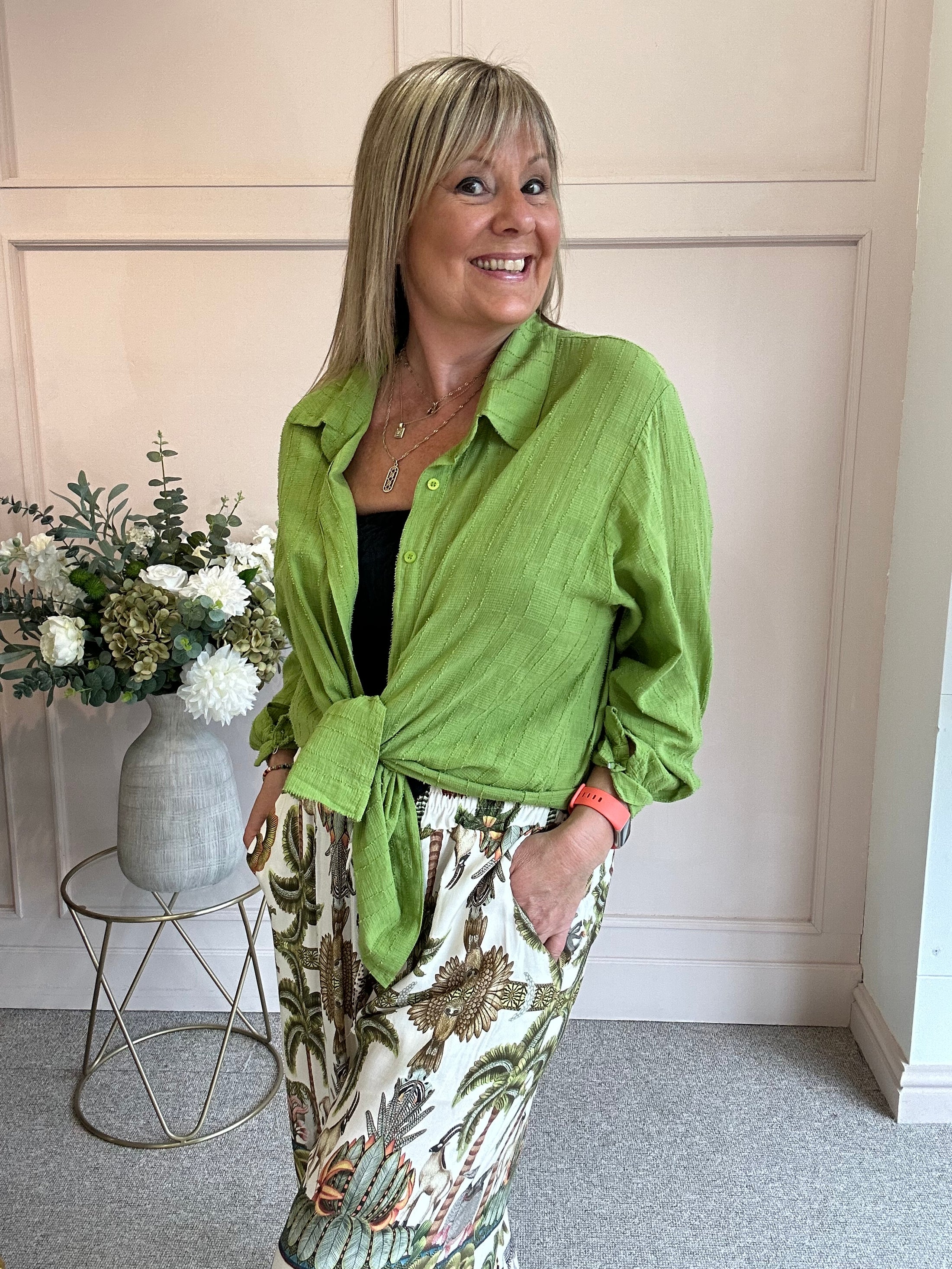 Textured Cotton Shirt - Olive Green