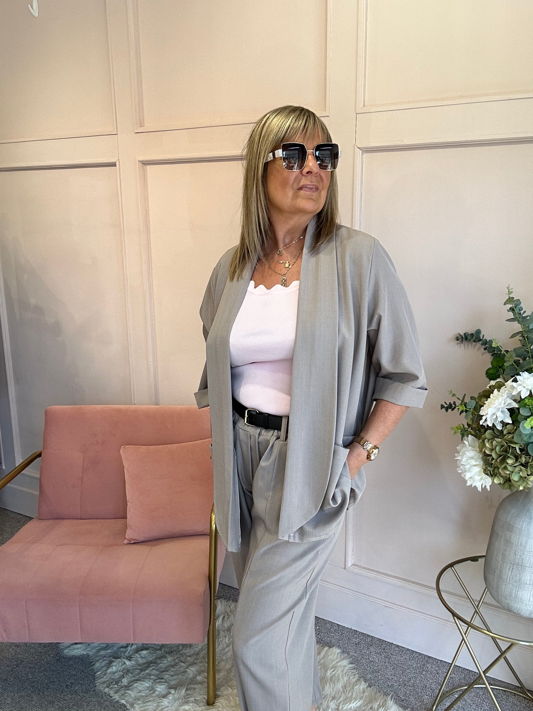 Blazer Oversized And Pant - Beige Coffee - Wardrobe By Simone