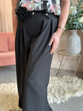 Load image into Gallery viewer, Flower Tie Wide Leg Pant - Black - Wardrobe By Simone
