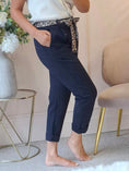 Load image into Gallery viewer, Leopard Tie Pant - Navy
