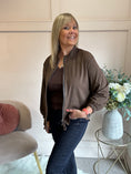 Load image into Gallery viewer, Suedette Zip Jacket - Chocolate Brown
